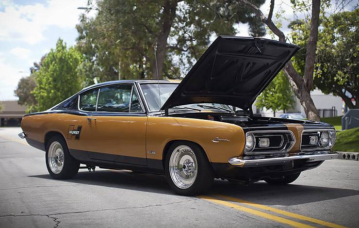 1967 Plymouth Hurst Barracuda with open hood